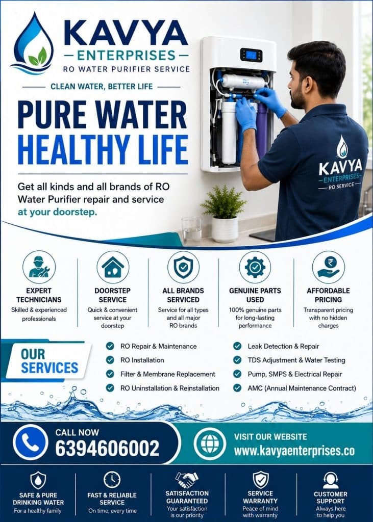 Kavya Enterprises provides all-brand RO water purifier repair, service, installation and maintenance across Mumbai & Mira Bhayandar. Book doorstep service.